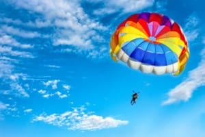 Photo of a Couple Parasailing, One of the Most Romantic Myrtle Beach Water Sports